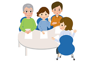 申請している様子のイラスト